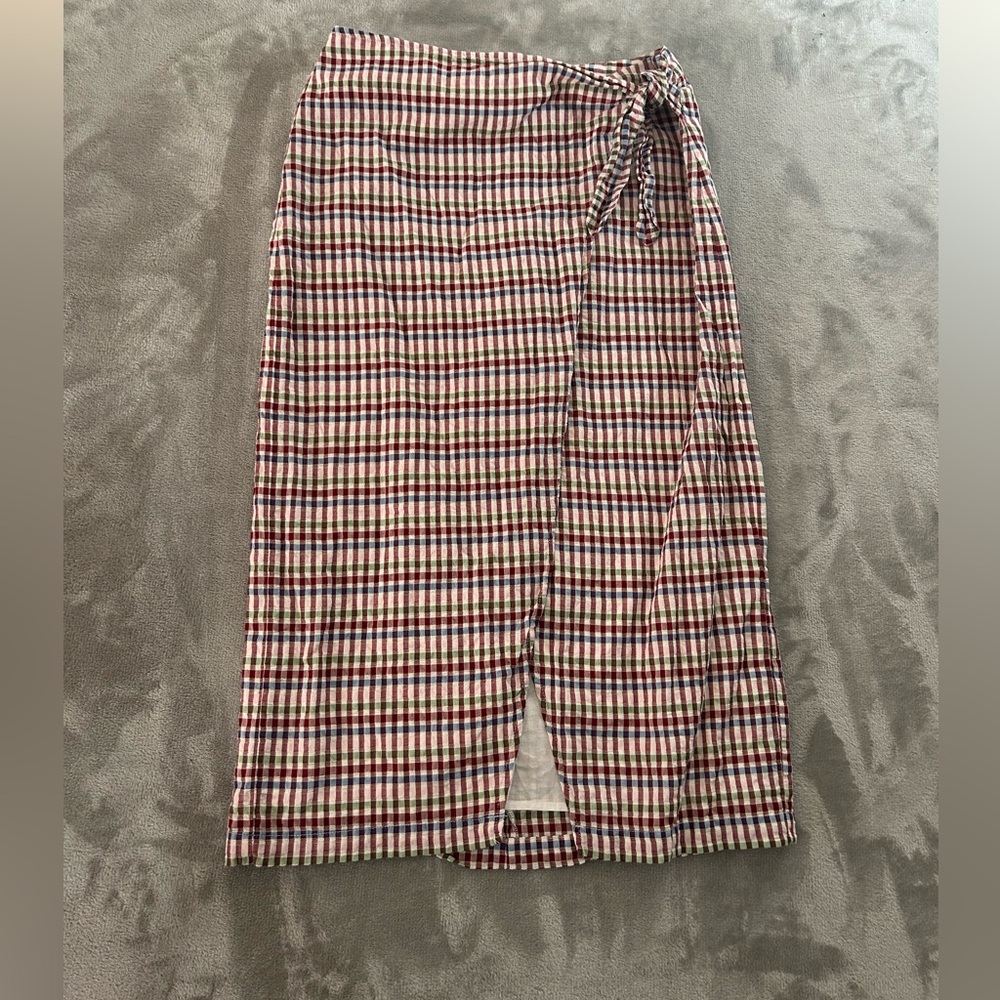 Madewell sarong midi gingham skirt - Picture 3 of 11